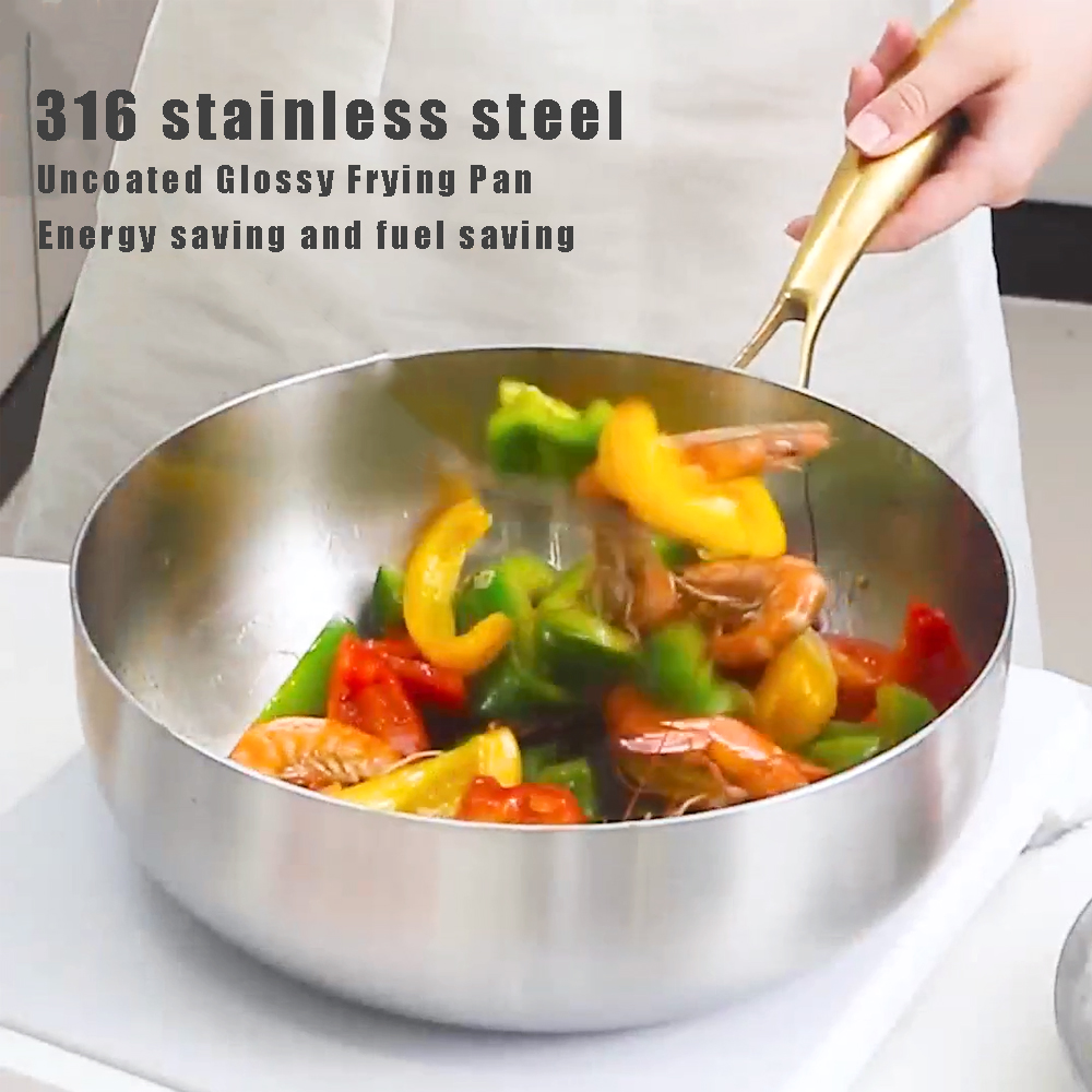Commercial Kitchen Burner - 316 Roestvrijstalen Koekenpan Verdiept Wok Non-stick