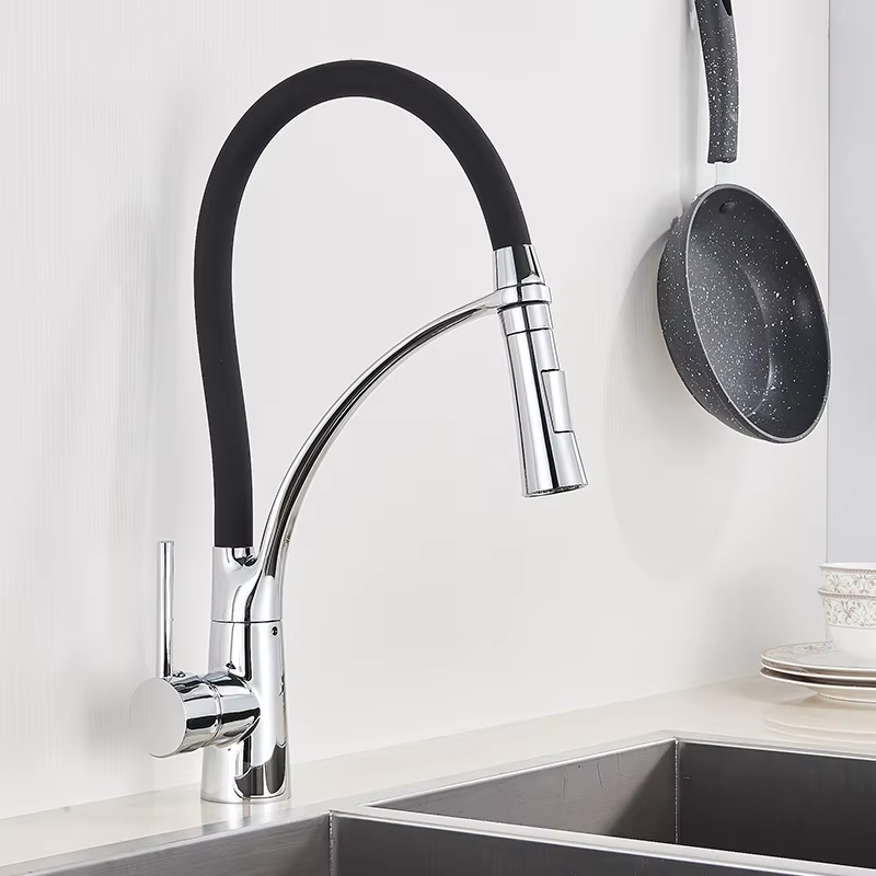 Commercial Kitchen Faucets - Aanrechtkraan Uittrekbare draaibare zwarte gootsteenkraan Mengkraan