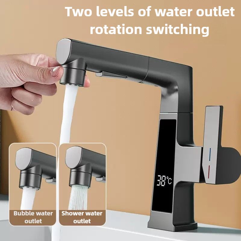 Commercial Kitchen Faucets - Digitaal display Trekkraan Intelligente temperatuursensor Messing