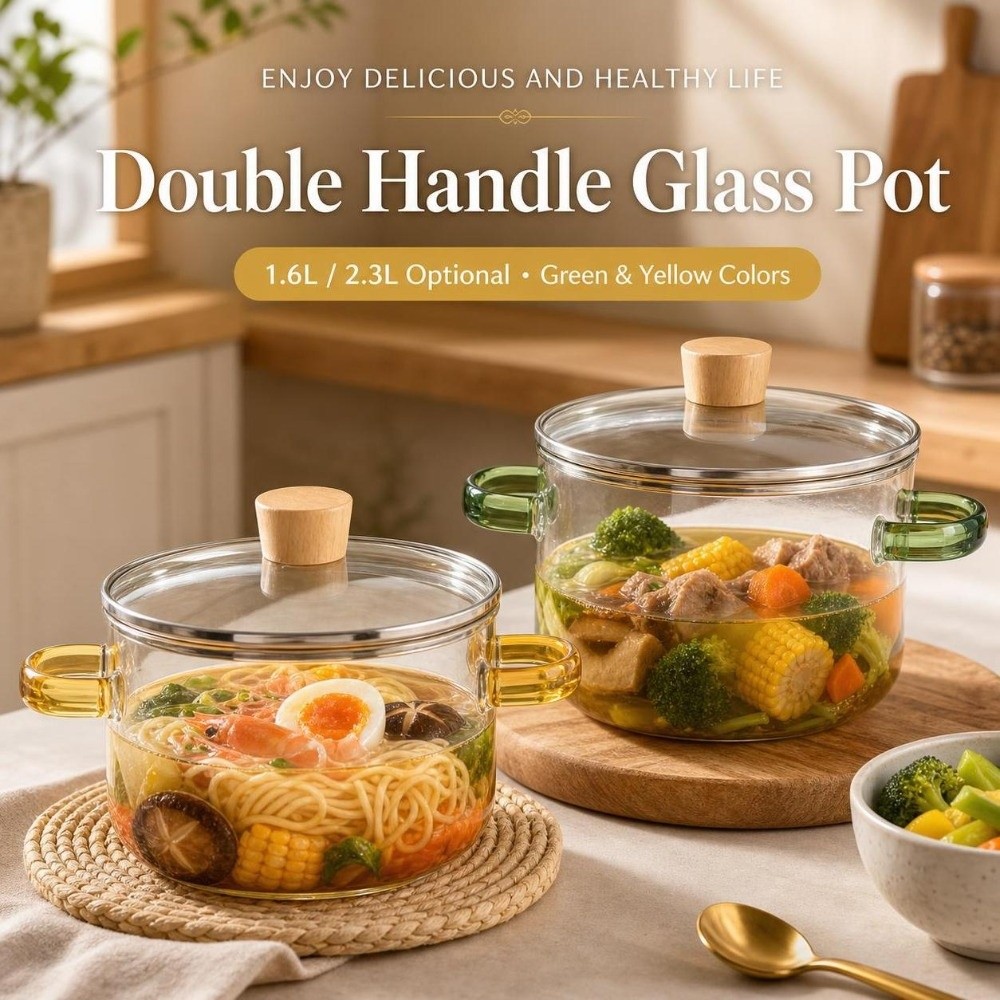 Soup Kettle Warmer - Verdikte 1.6/2.3L huishoudelijke glazen sauspan hittebestendige