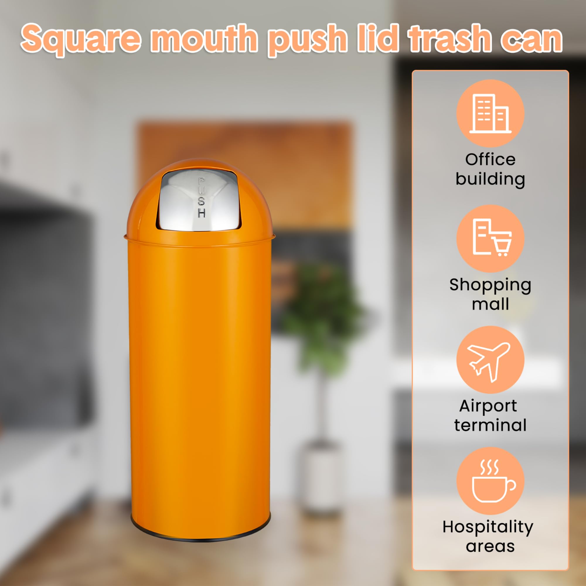 Commercial Kitchen Garbage Can - 65 Liter Prullenbak met duwdeksel, 17