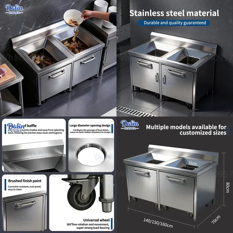 Commercial Kitchen Garbage Can - Commerciële RVS 304 uittrekbare prullenbakkast onder