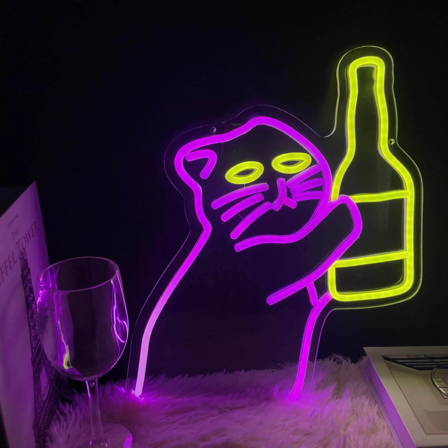 Commercial Kitchen Store - Kattenfles Neonbord voor grappige bardecoratie, dimbare