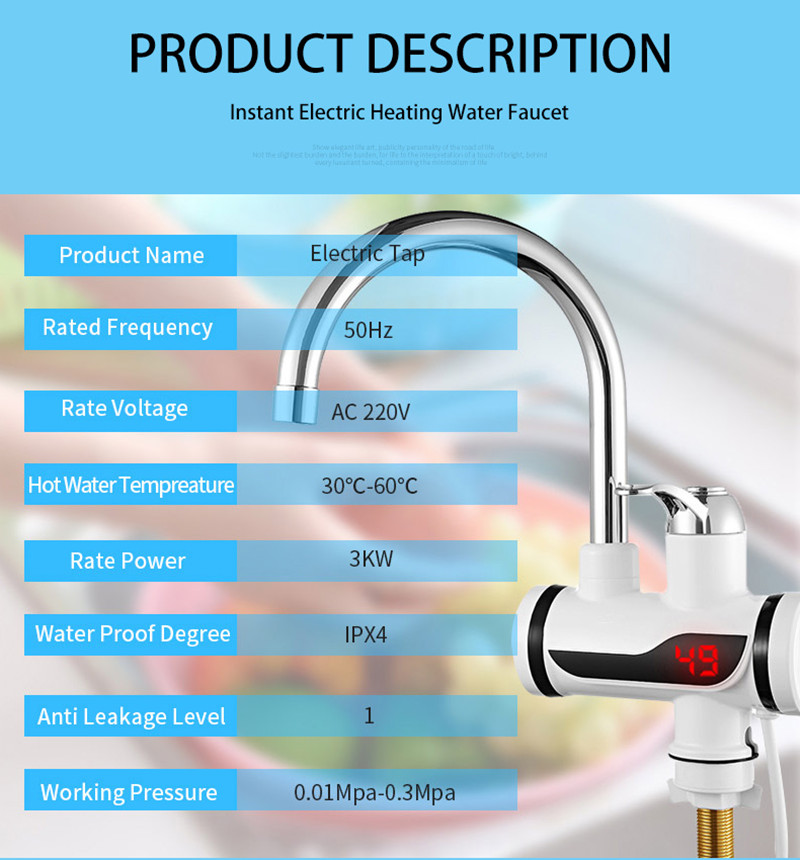 3000W EU Plug Instant Elektris - Commercial Kitchen Faucets recensie en prijs