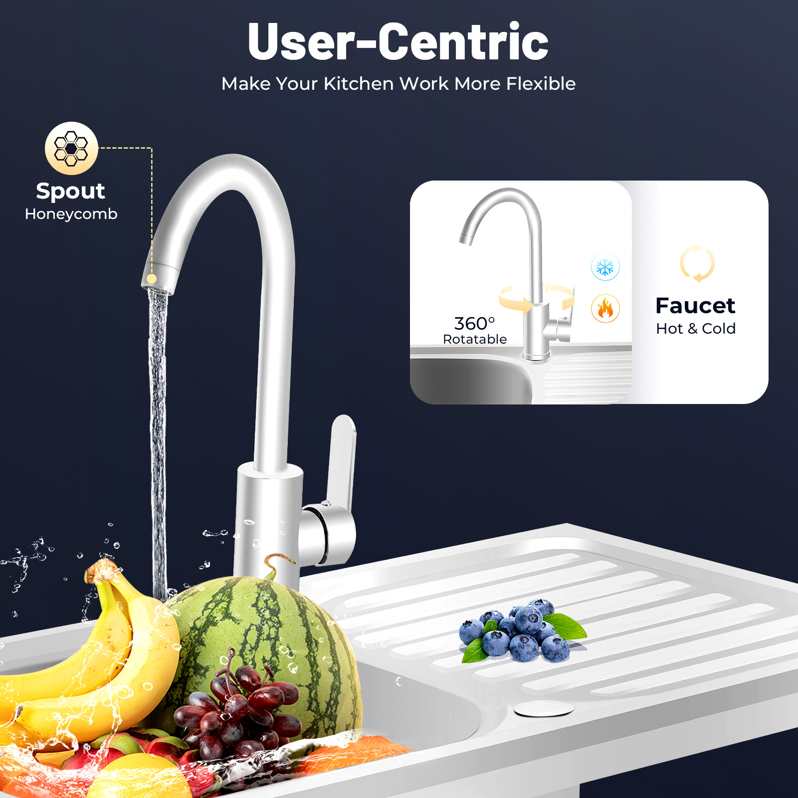 RVS professionele spoelbak, 40 - Commercial Kitchen Faucets recensie en prijs