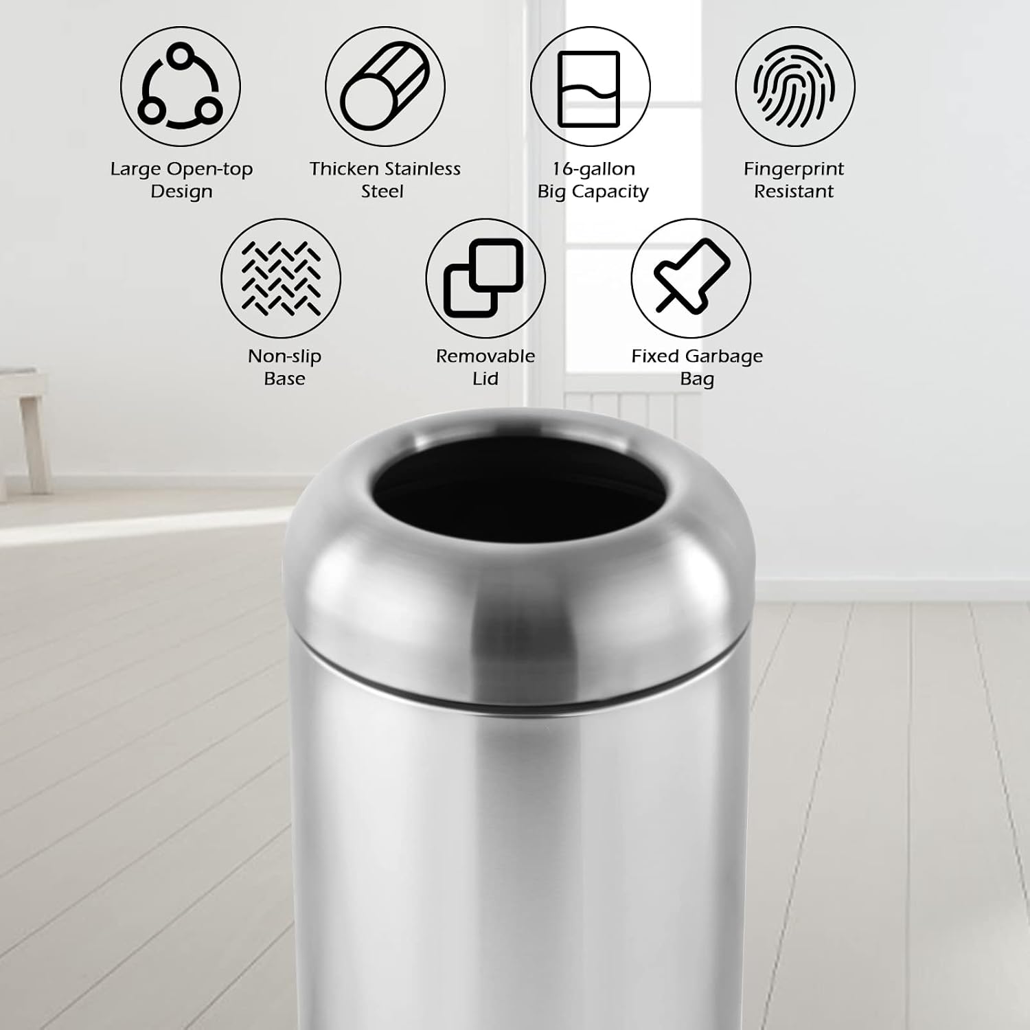 Grote roestvrijstalen afvalbak - Commercial Kitchen Garbage Can recensie en prijs
