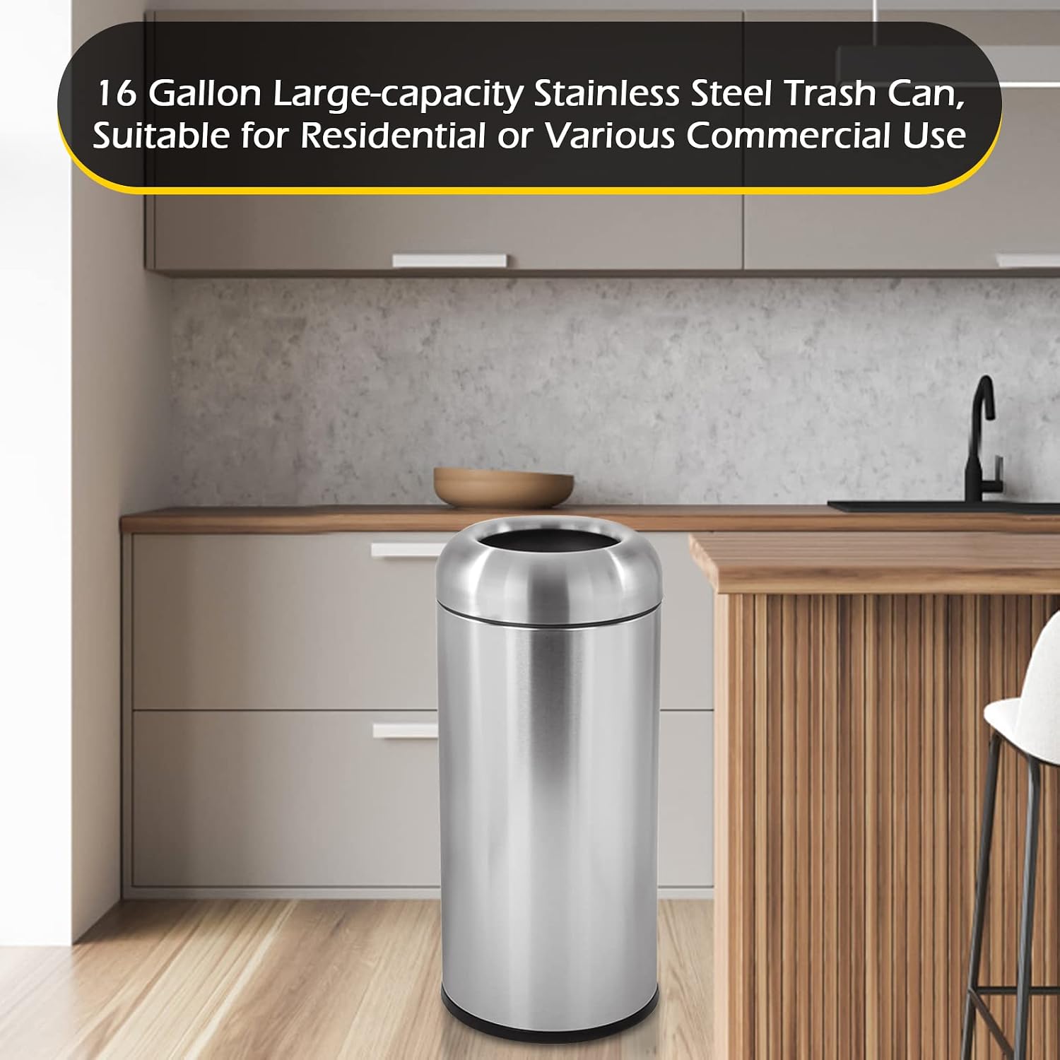 Grote roestvrijstalen afvalbak - Commercial Kitchen Garbage Can recensie en prijs